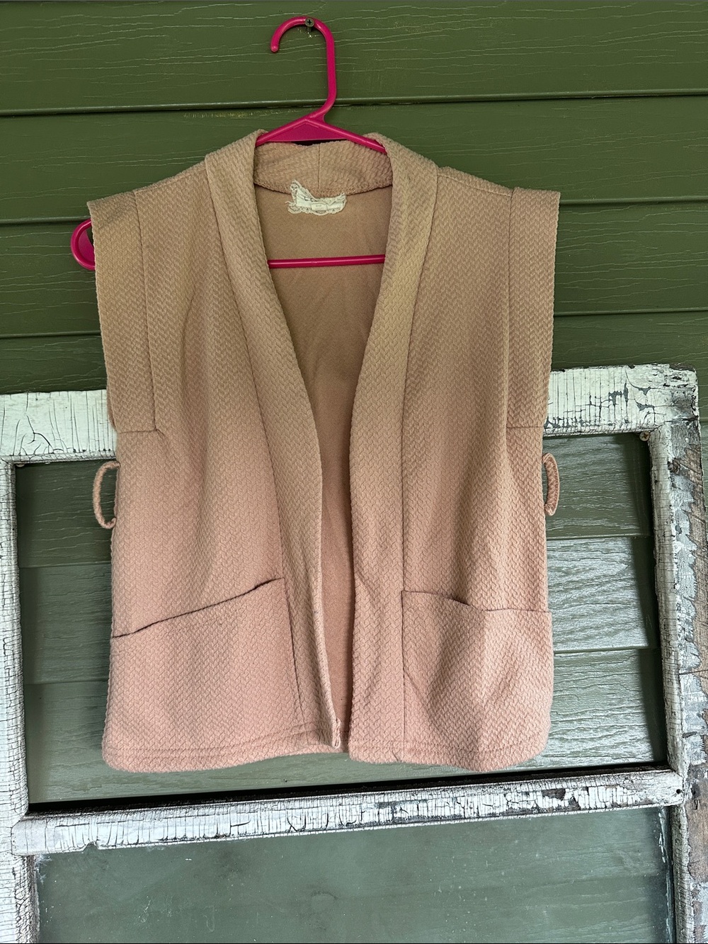 btween Textured Open-Front Vest - Beige